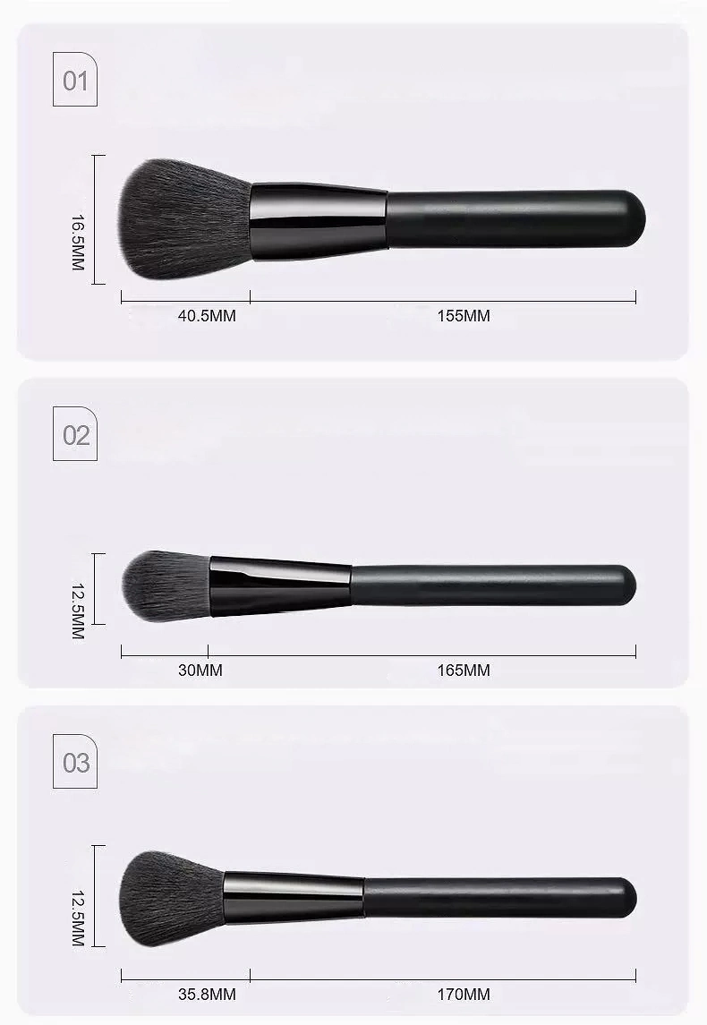 High Quality Wholesale OEM Private Label Luxury Black Full Cosmetics Makeup Brushes Set