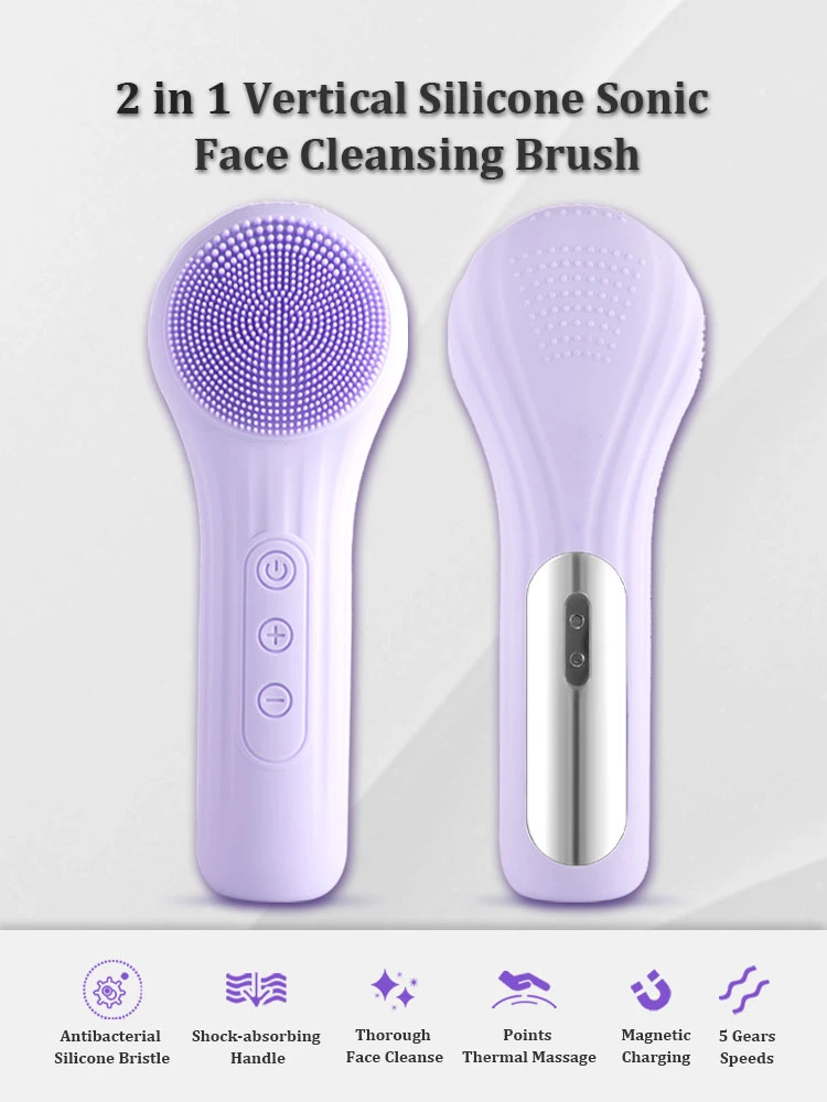 Waterproof Face Massager Eelectric Silicone Face Cleaning Cleanser Device Facial Mask Cleansing Brush with Heating Function