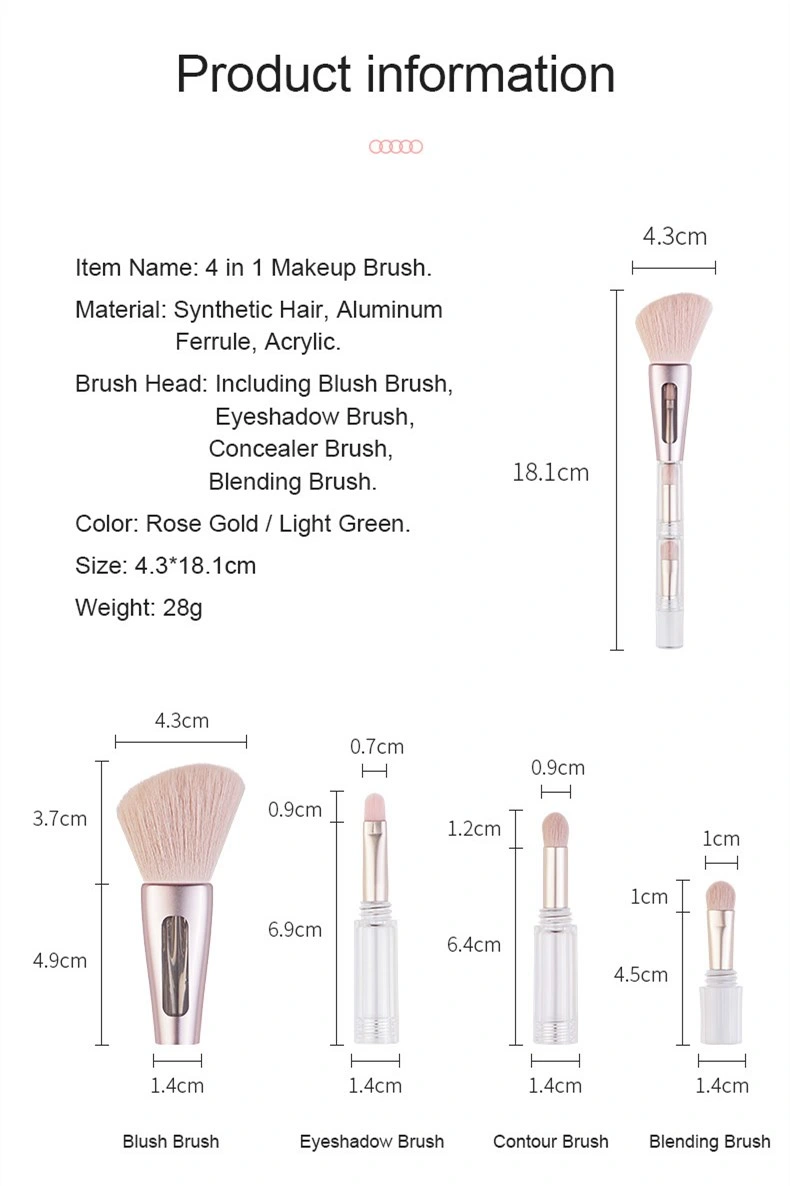 New Style 4 in 1 Multifunction Cosmetic Brush Portable Travel Makeup Brush Set